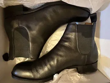 블랙 가죽 사이드 고어 부츠