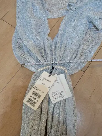 *새상품 미사용* 실버 레이스 스톨 펄 장식