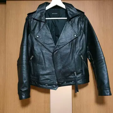 [새상품급] 블랙 리얼 가죽(천연 가죽) 라이더 자켓