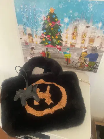 복슬복슬 백 & 인조 가죽 페가수스 블랙