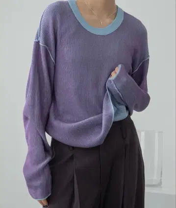 VACANCY 플레이팅 배색 리브 상의