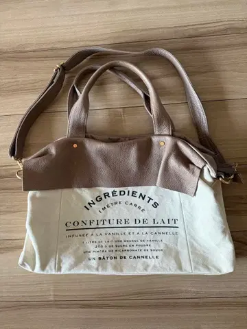 토트백 캔버스 가죽 베이지