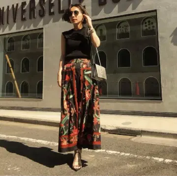아메리빈티지 SCARF FLARE SKIRT 꽃무늬 롱 스커트