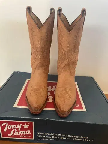 Tony Lama 베이지 웨스턴 부츠