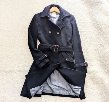 빔즈 캐시미어 혼방 네이비 P 코트 더블 브레스트 벨트 가죽 버클