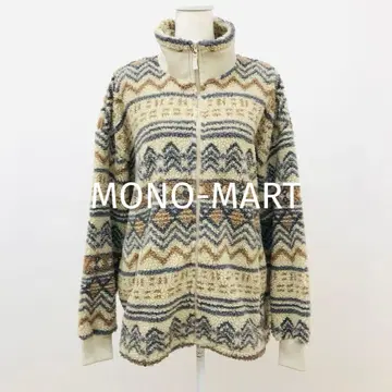 택 포함 미사용품 MN.L MONO-MART 기하학 패턴 보아 자켓