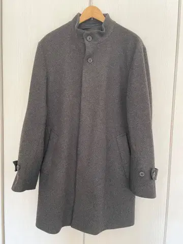 GLOBAL WORK 스탠드 카라 코트 짙은 그레이 XL