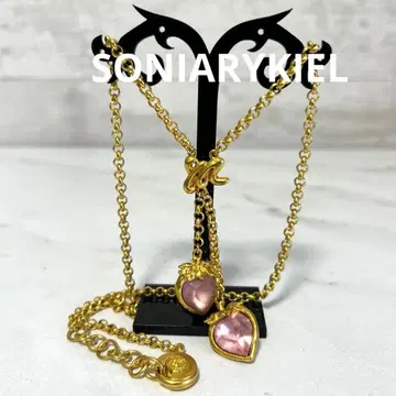 소니아 리키엘 핑크 하트 목걸이 빈티지 딸기 펜던트