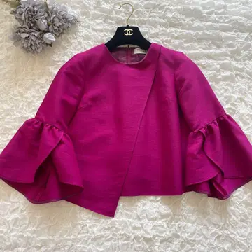 실크 혼방 FLICKA/프리커 튤립 소매 풀오버 티셔츠 핑크