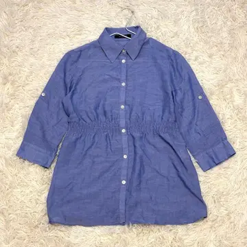 [MICHELKLEIN] 인기 블루 허리 개더 셔츠 튜닉 사이즈 M