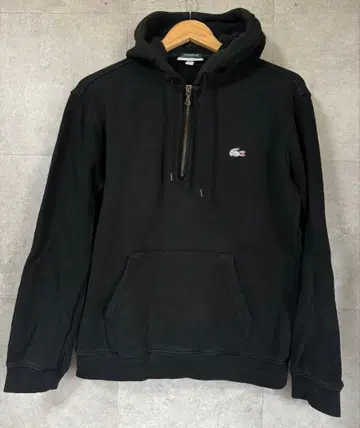 LACOSTE 라코스테 하프 지퍼 후드티 [ M 상당 ] 블랙 빔즈 골프