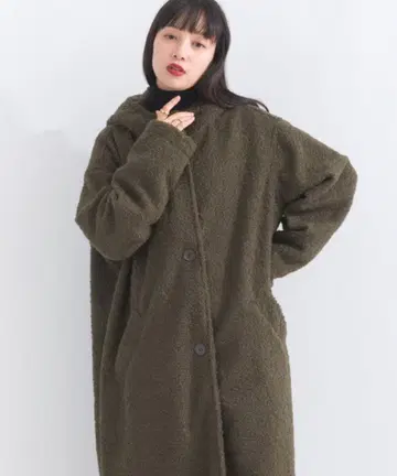 링 페이크 울 후디 코트 Terrace 테라스