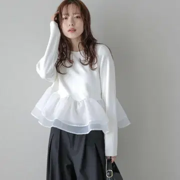 시어 프릴 상의 긴팔 프릴