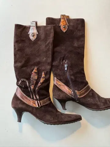 스웨이드 가죽 부츠 Vero Cuoio 웨스턴 37 이탈리아제