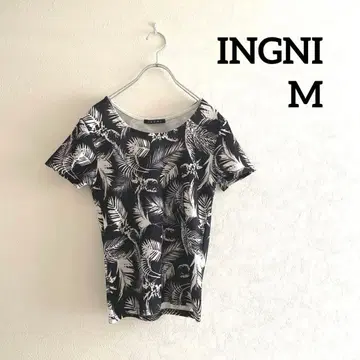새상품급 INGNI 트로피컬 패턴 T셔츠 블랙 M 반팔 여름 코디