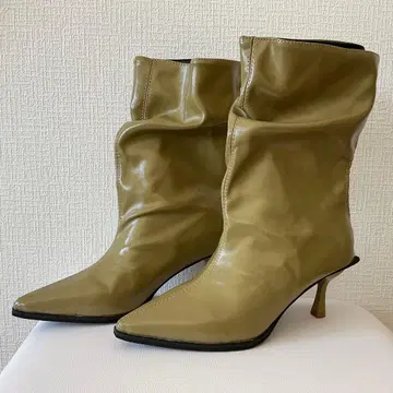 미사용 24cm 숏부츠 올리브 그린