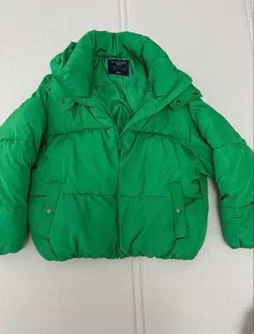 [ 새상품급 ] 그린 후드 부착 다운 자켓 M