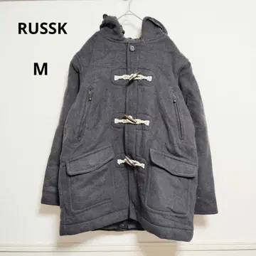 RUSSK 러스케 그레이 더플 코트 후드 부착 M 무지 캐주얼