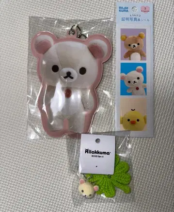 코리락쿠마 스핀스 플로키 키링 패스 케이스 증명사진풍 씰