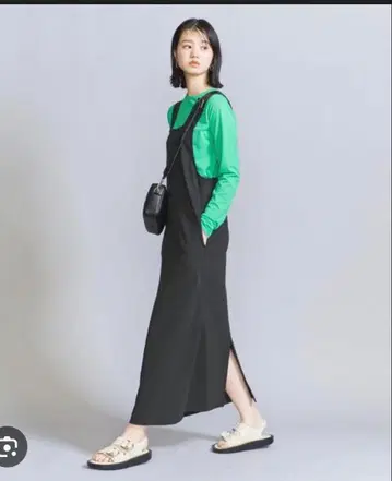 BEAUTY&YOUTH 와이드 스트랩 오버롤 스커트 워셔블 블랙