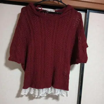 써니 빌리지 버건디 니트 반팔 귀여운 탁한 빨간색!!