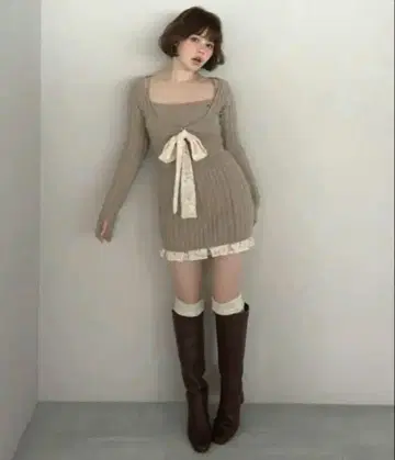 andmary Sasha 레이스 세트 업 베이지