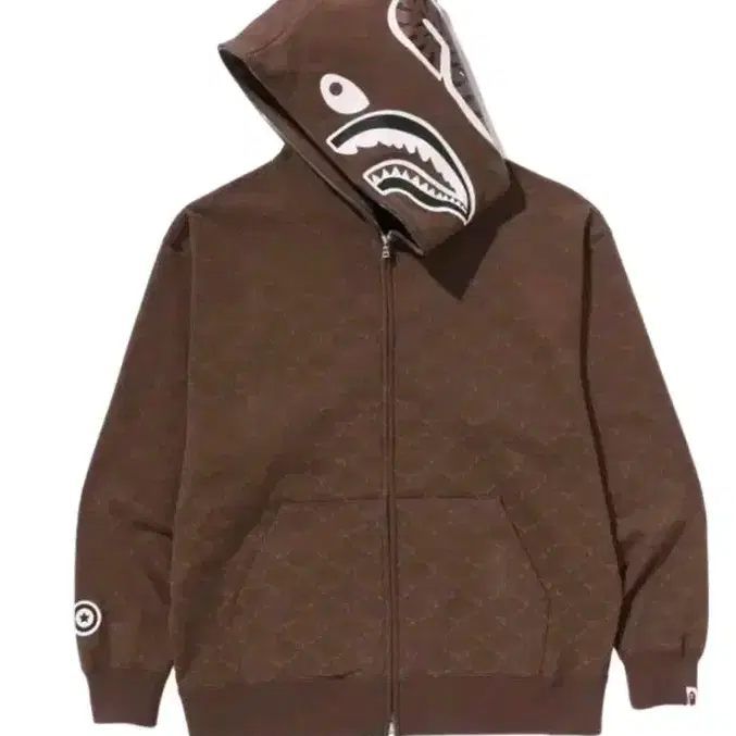 Bape College Monogram Shark Hoodie Brown XL