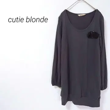 2.5 큐티 블론드 긴팔 튜닉 원피스 리본 체형 커버