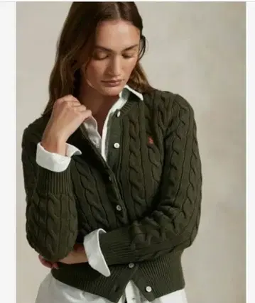 랄프 로렌 캐시미어 케이블 니트 가디건