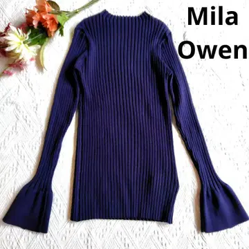 새상품급 커프스 디자인 리브 니트 Mila Owen 미라 오웬 네이비