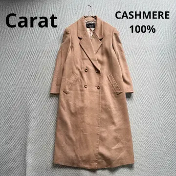 새상품급 Carat 고급 캐시미어 100% 더블 롱 코트 카멜 ML 상당