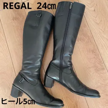 REGAL 블랙 가죽 롱 부츠