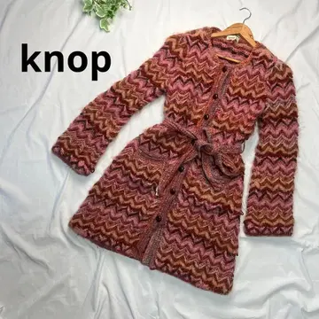 knop 크노프 롱 가디건 뜨개질 벨트 포함 싸개 버튼