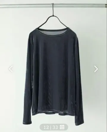 북유럽,  부드러운 윤기의 벨로아 티셔츠 ( 네이비 )