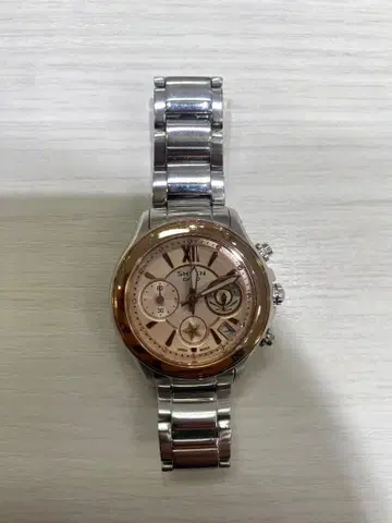 CASIO SHEEN 실버/로즈 골드 크로노그래프 손목시계