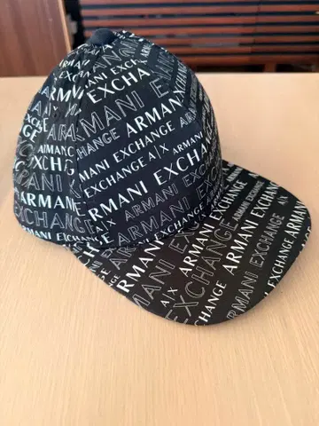Armani Exchange 로고 캡 블랙