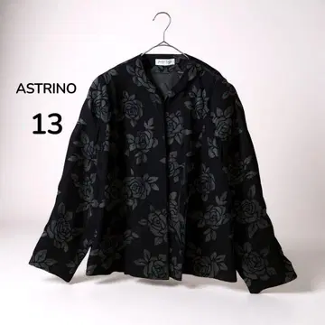 ASTRINO 노카라 자켓 블라우스 블랙 13호 꽃무늬 자켓