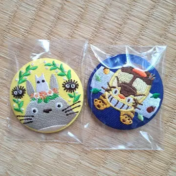 지브리 자수 캔 배지 2개 세트