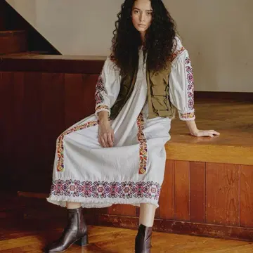 인도 자수 스모크 원피스