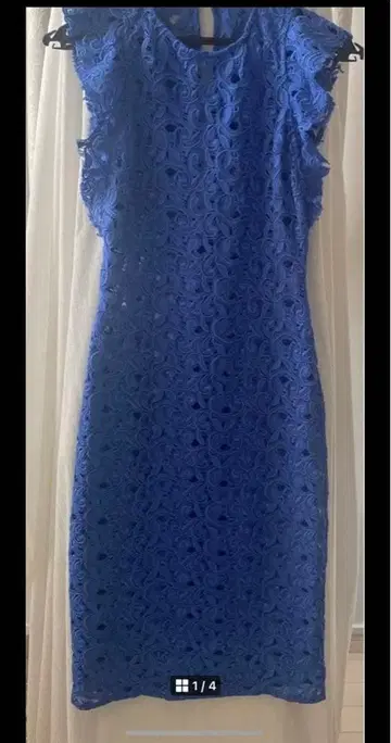 ZARA WOMAN 레이스 슬리브리스 원피스 블루 XS