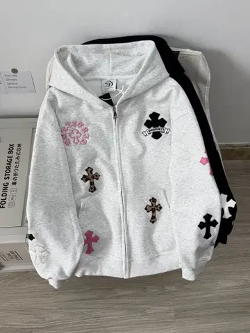 [ XL ] 크로스 자수 지퍼 후드티 아카이브 Y2K 스트릿