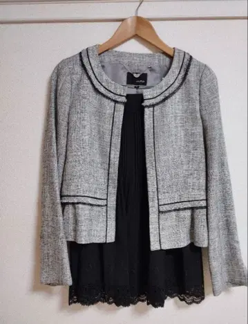 any FAM 입학식 졸업식 그레이 트위드 자켓 블랙 여성용 마마