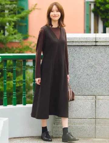 브러쉬드 저지 원피스 brown