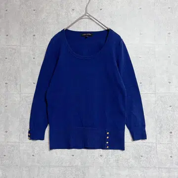 [ 로라 애슐리 ] 니트 ( XS ) 스웨터 얇은 소재 골드 버튼 무지