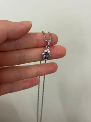 플라티나 자수정 펜던트 목걸이