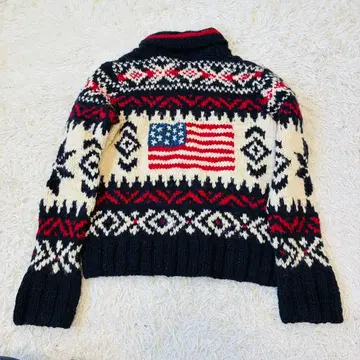 랄프 로렌 성조기 노르딕 카우친 니트 자켓