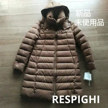 미사용품 여성용 다운 코트 레스피기 브라운 M 사이즈