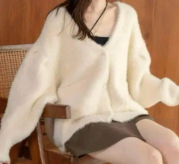 Hinari 샤기 니트 가디건