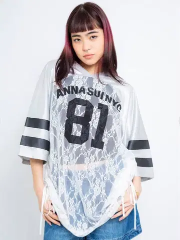 ANNA SUI NYC 레이스 절개 롱T WHITE