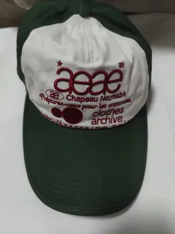 aeae 자수 야구 모자 화이트/그린